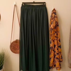 Forest Green Chiffon Maxi Skirt